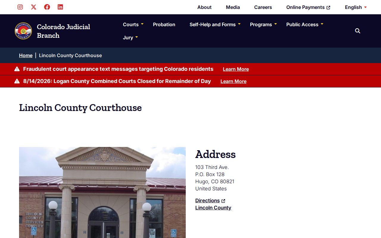 Lincoln County court docket courthouse contact page for Combined Courts