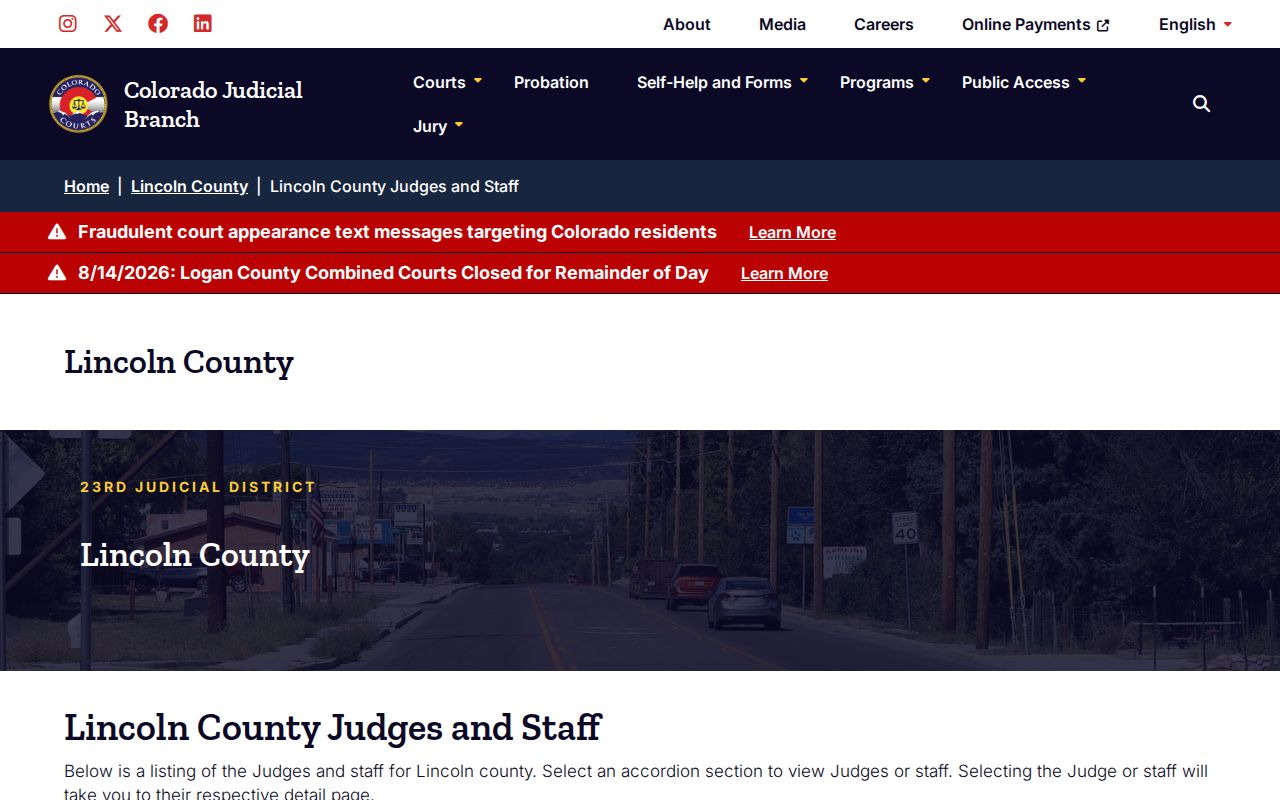 Lincoln County court docket judges clerk and staff directory