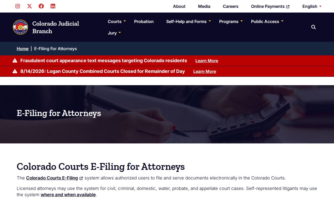 Lincoln County criminal docket Colorado Courts E-Filing information